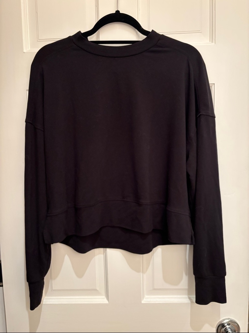 Old Navy Live-In French Terry Black Crewneck Long Sleeve Shirt